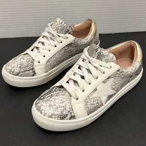 AMS LAYLA Snakeskin Print Lace Up Sneakers Size 7